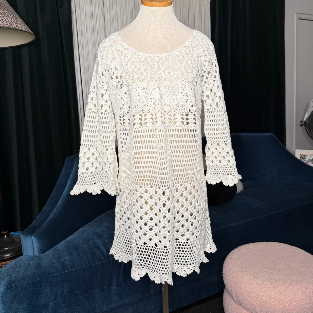 Lucky Brand XL Cream Crochet Sweater/Cover Up